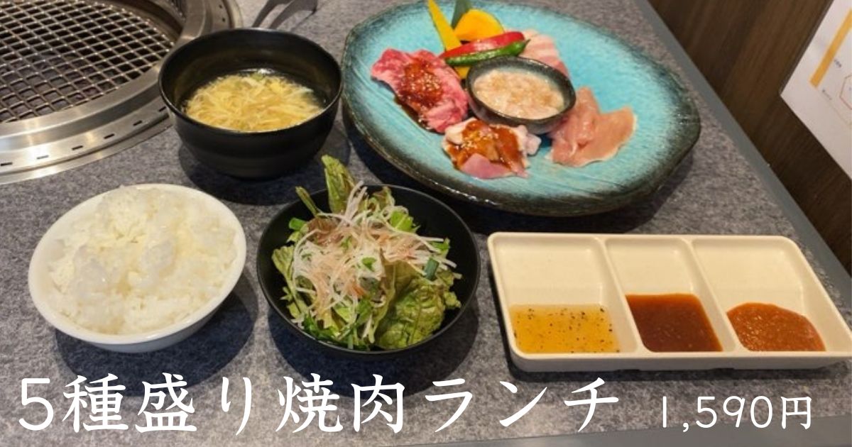 徳川焼肉センター豊田店でランチの肉5種盛りを実食！メニューや駐車場、営業時間まとめ