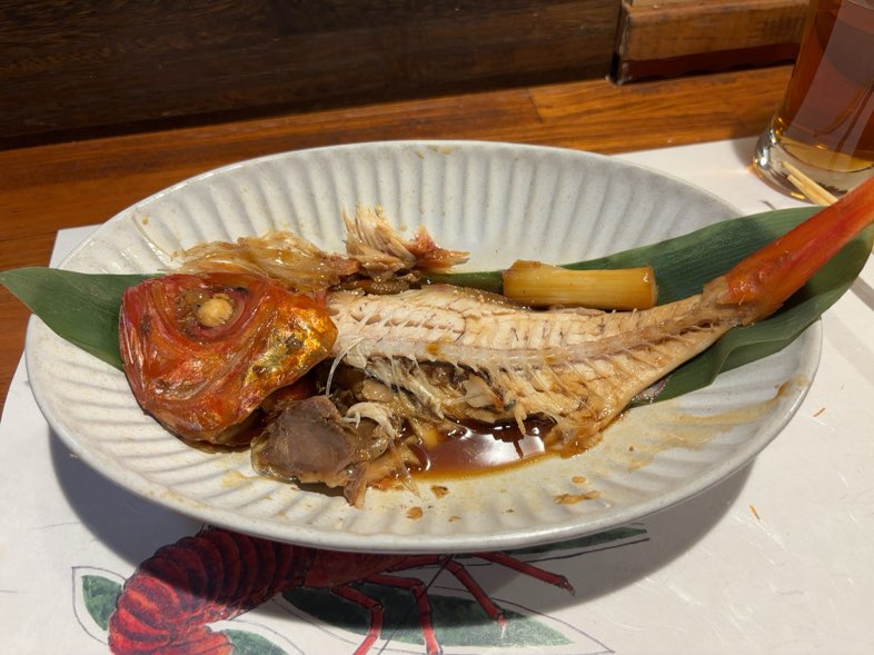 魚貝バル 魚群（豊田市）　金目鯛半分食べた状態