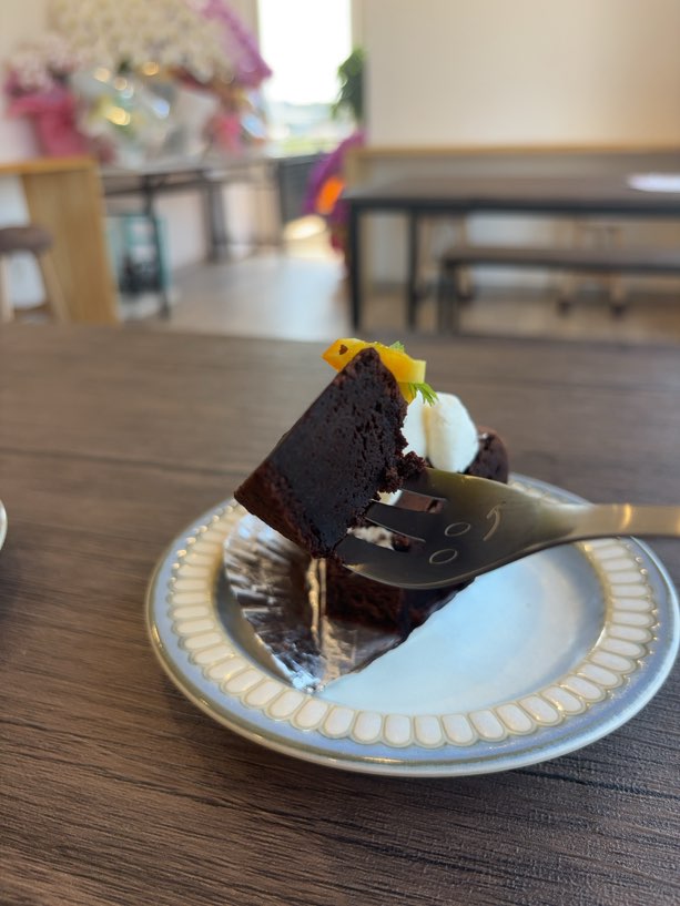 ドッグランカフェBon-Ami（ボンアミ）　ショコラケーキ一口