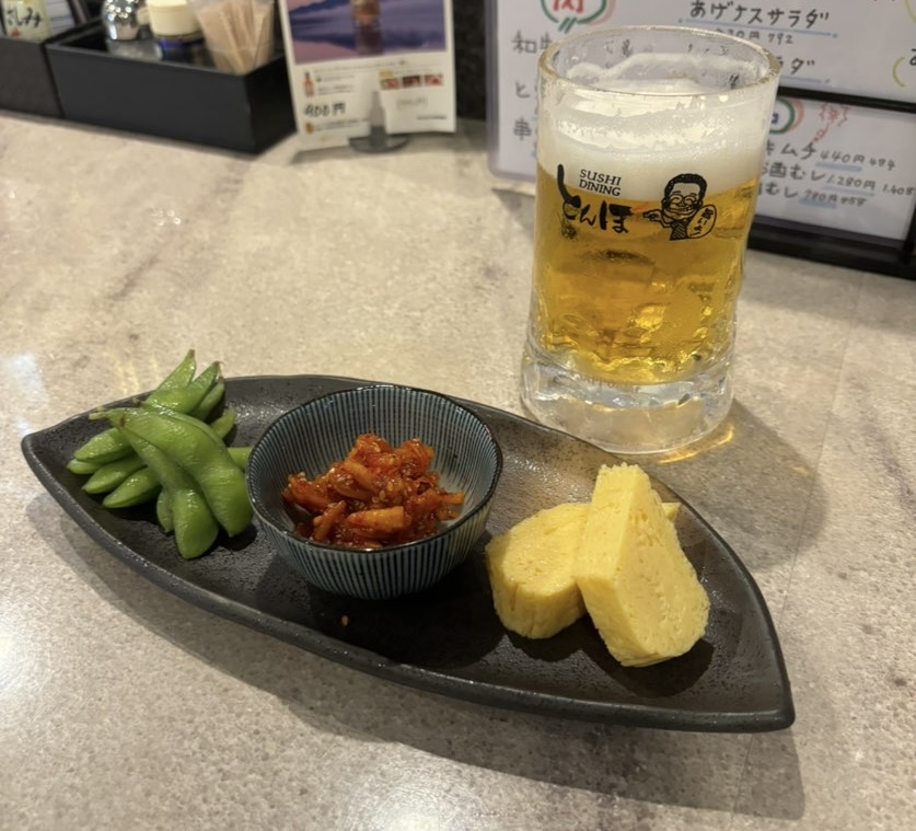 寿司ダイニングとんぼ本店　ビールとつまみ