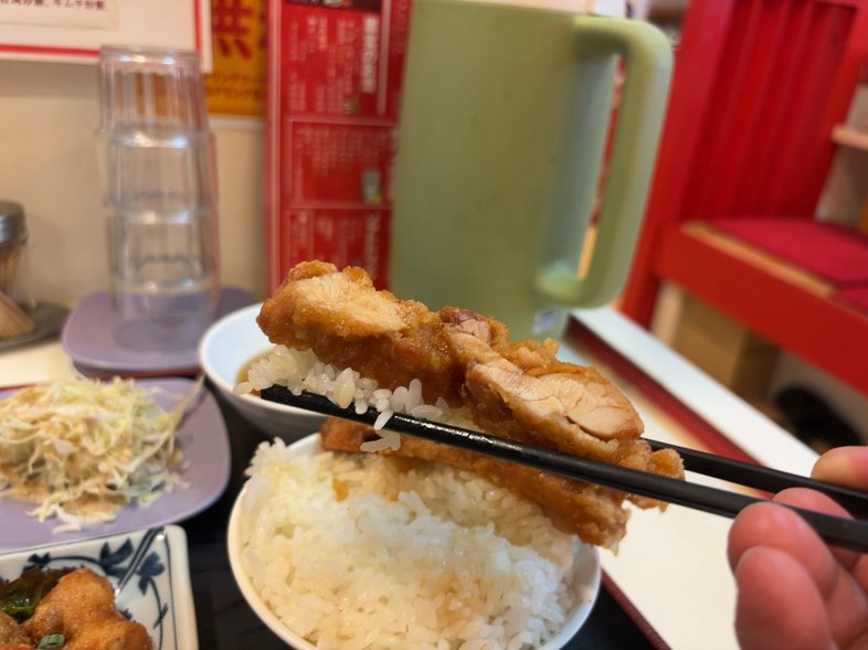 台湾料理 味香（豊田市）　油淋鶏一口