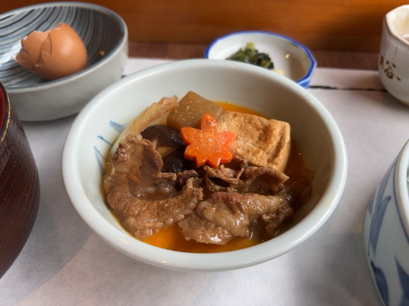 香嵐渓 一の谷 猪鍋と生卵