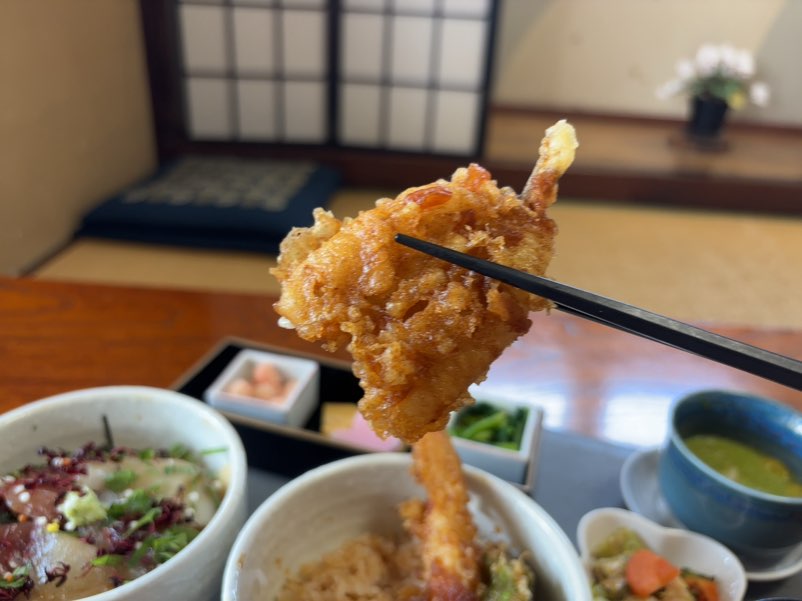 日本料理おか山(豊田市)天丼一口