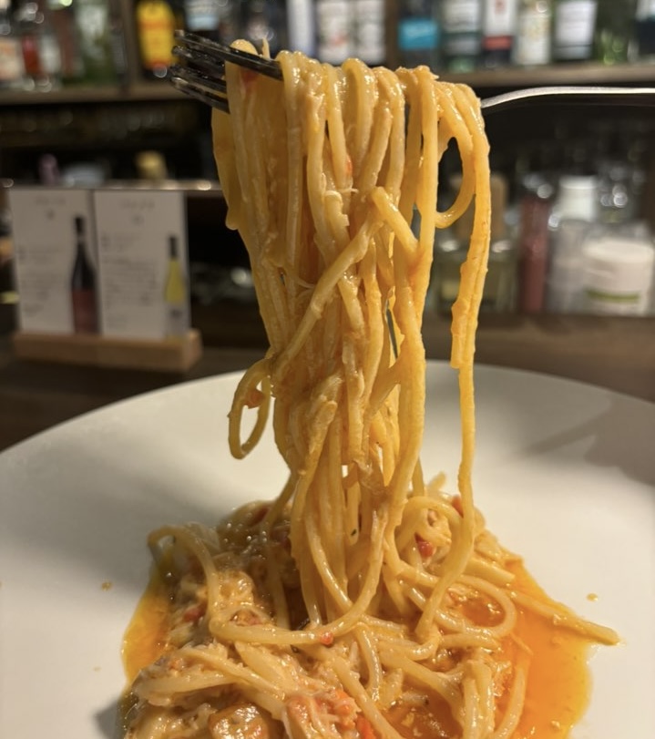 OSTERIA LUN FUJIMOTO di MON CAFE カニクリームパスタ一口