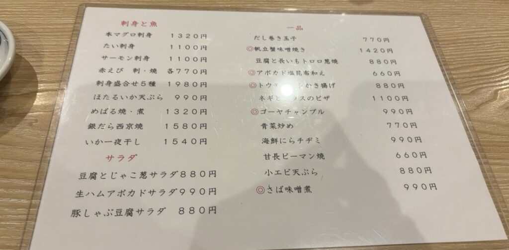旬彩美酒 錦(豊田市駅) メニュー