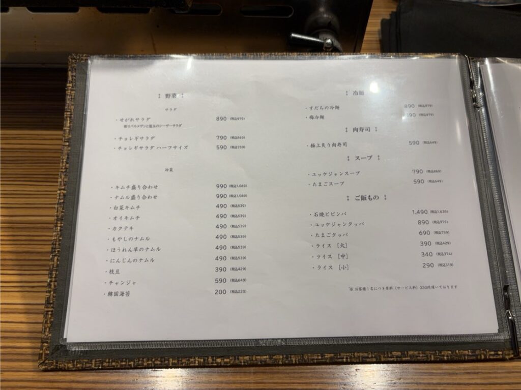 焼肉ホルモンせがれ サイドメニュー