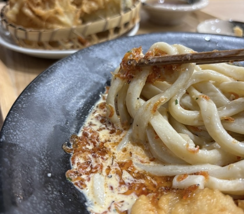 イチトサンブンノイチ豊田店　海老カルボナーラうどん