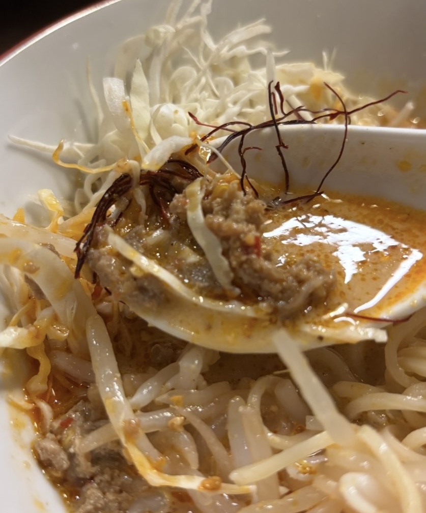 らーめん あきば家（豊田市）　担々麺のミンチ肉