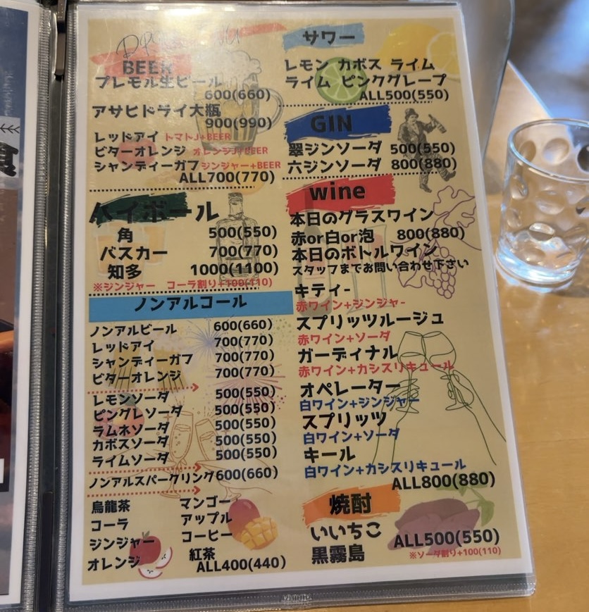 Barbe （バルブ）岡崎市　ドリンクメニュー