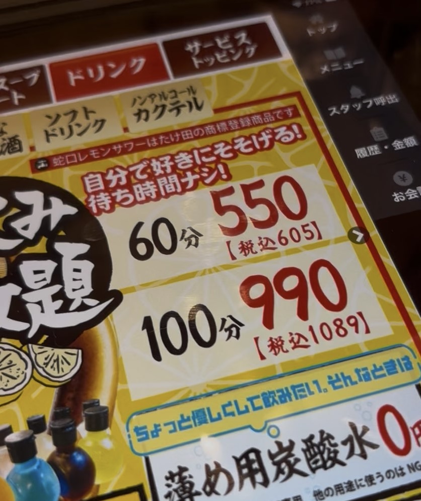 焼肉ホルモンたけ田 豊田店 レモンサワーメニュー