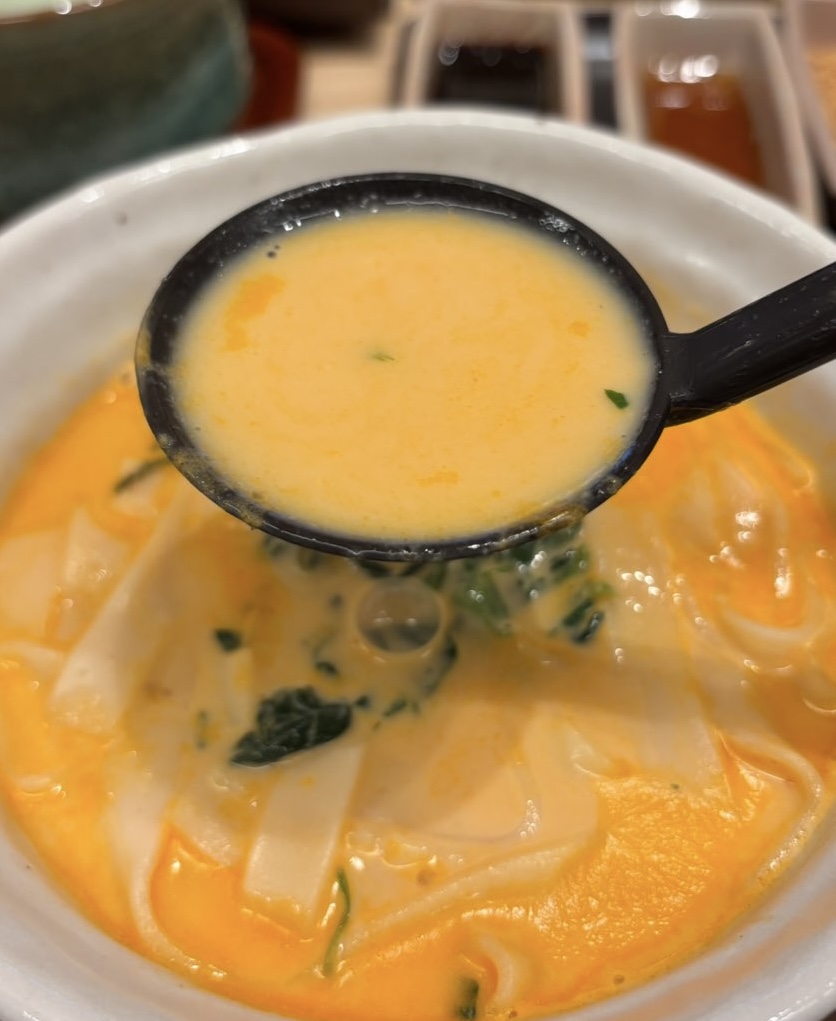 おかげ庵 イオンスタイル豊田店 明太クリームきしめんのスープ