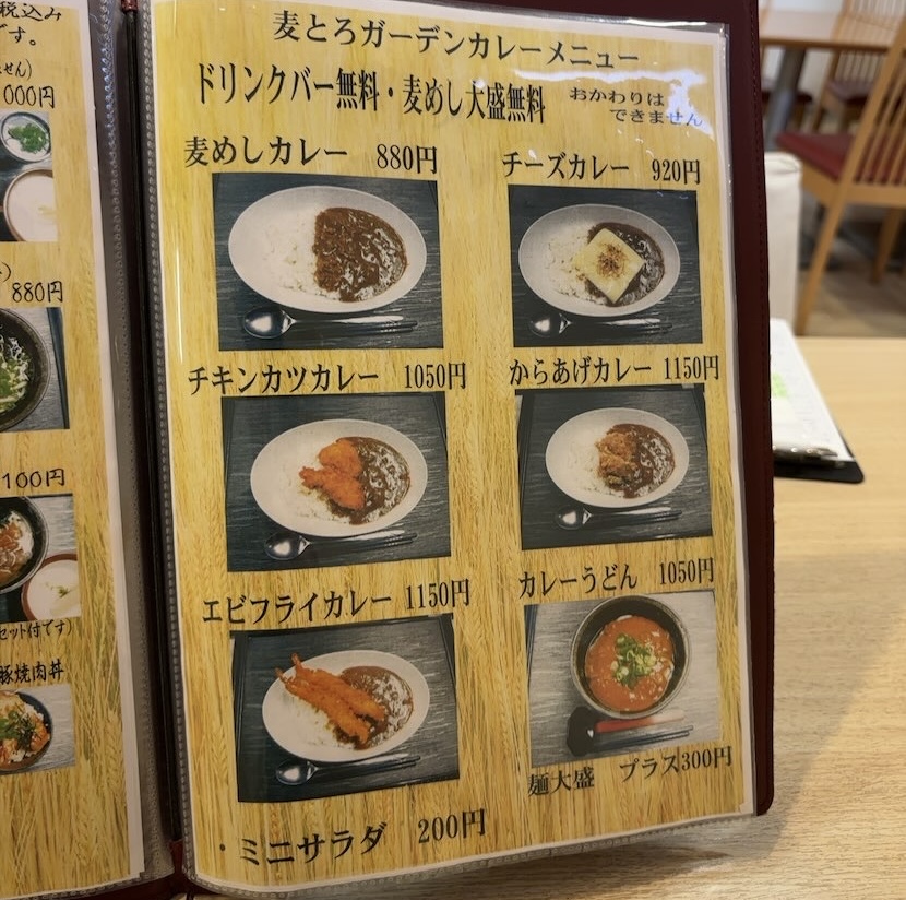 麦とろガーデン 豊田メグリア本店　カレーメニュー