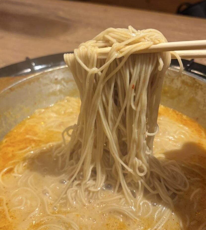 もつ鍋 岳（豊田市）　もつ鍋の麺