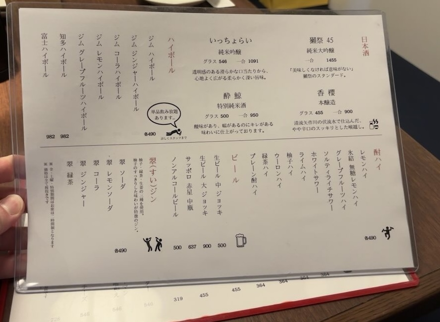 大衆居酒屋 喝采（豊田市）　ドリンクメニュー