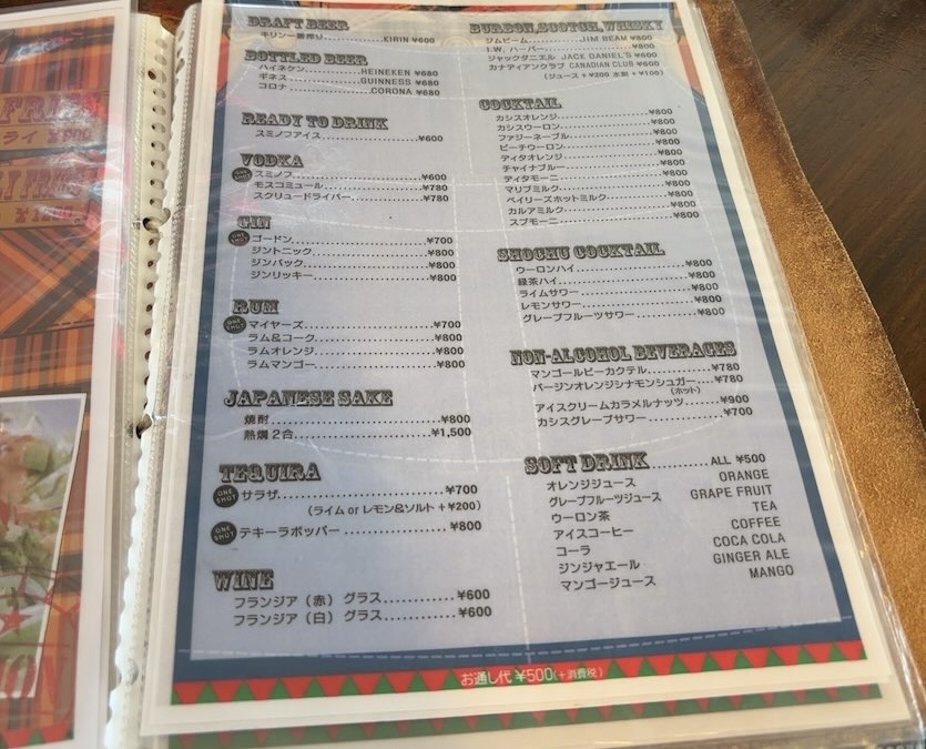 パンチーズハウス(豊田市) ドリンクメニュー