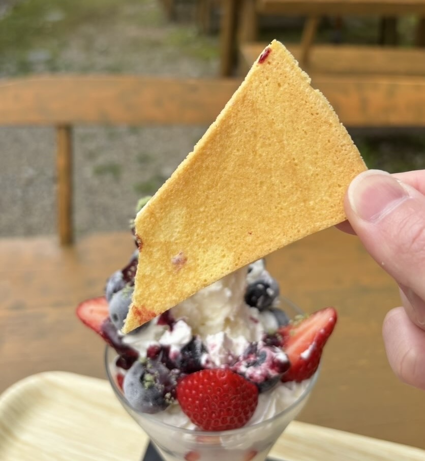 ブルーベリーのこみちのケーキ屋さん マコのお店　スペシャルパフェ