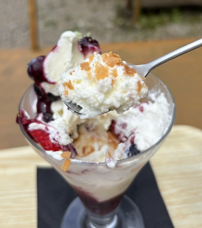 ブルーベリーのこみちのケーキ屋さん マコのお店　スペシャルパフェ