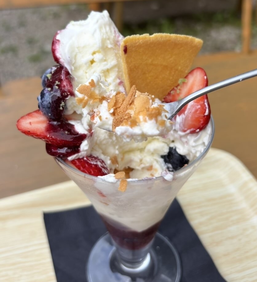 ブルーベリーのこみちのケーキ屋さん マコのお店　スペシャルパフェ