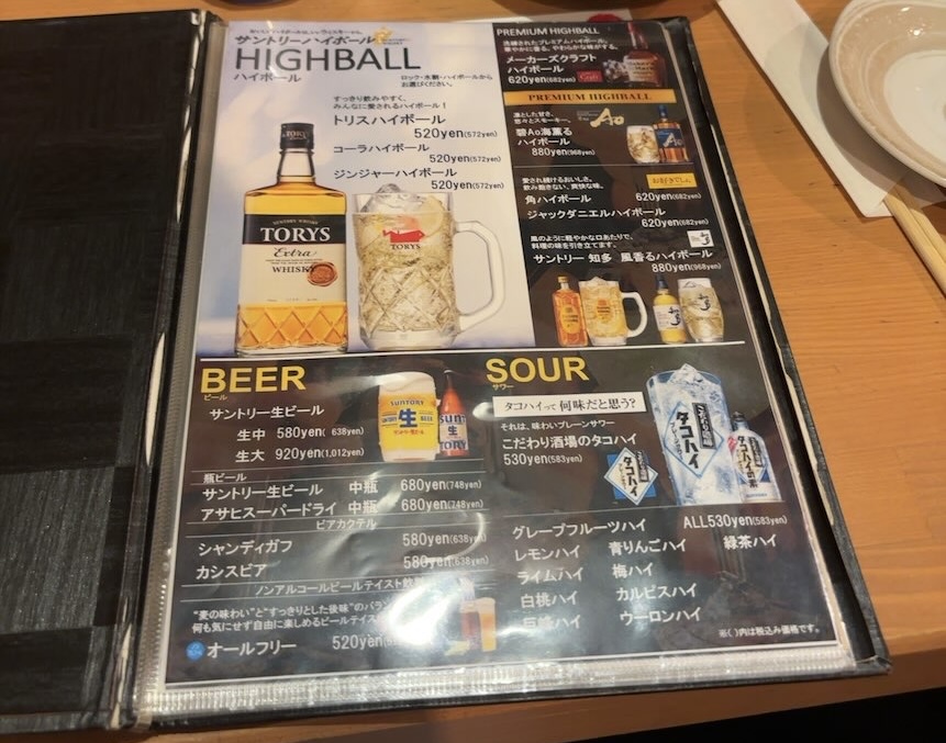 炭火屋ちゃこる 豊田市駅店 ドリンクメニュー