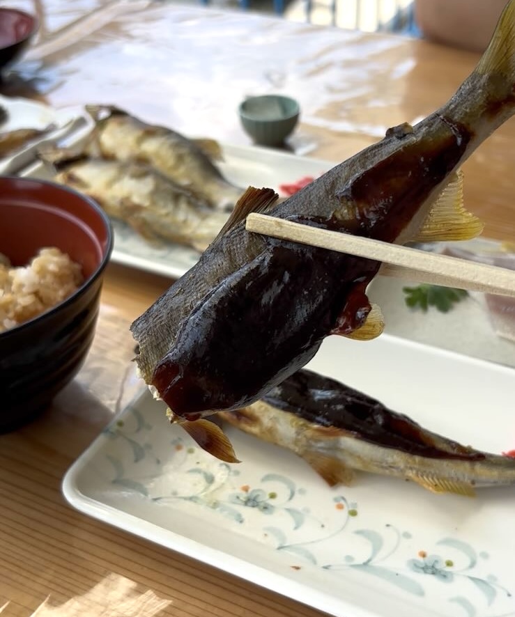 広瀬やな（豊田市）　鮎の田楽