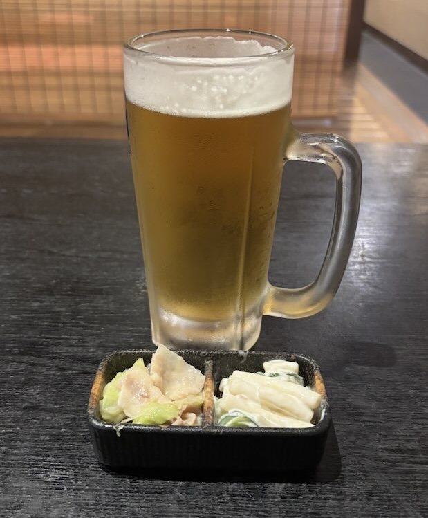 吉むら(豊田市下林町) お通しとビール