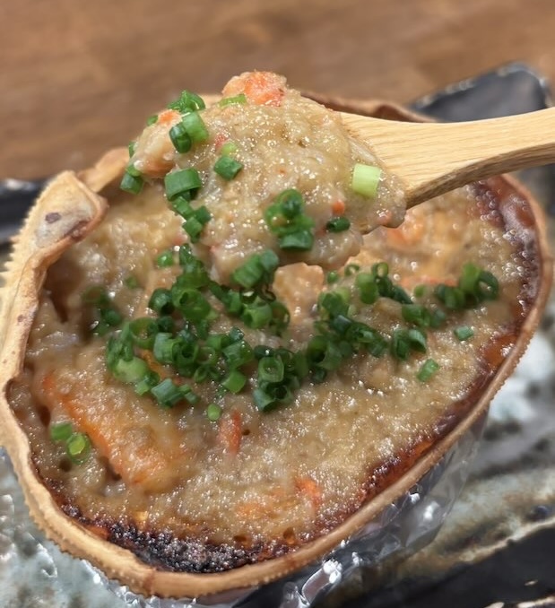 はせ川 本店（豊田市）　カニ味噌の甲羅焼