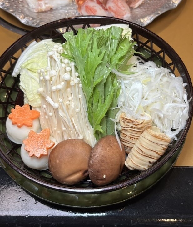 かにしゃぶ鍋に入れる野菜ときのこの盛り合わせ
